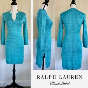 Ralph Lauren Silk Cable Knit Turquoise Dress